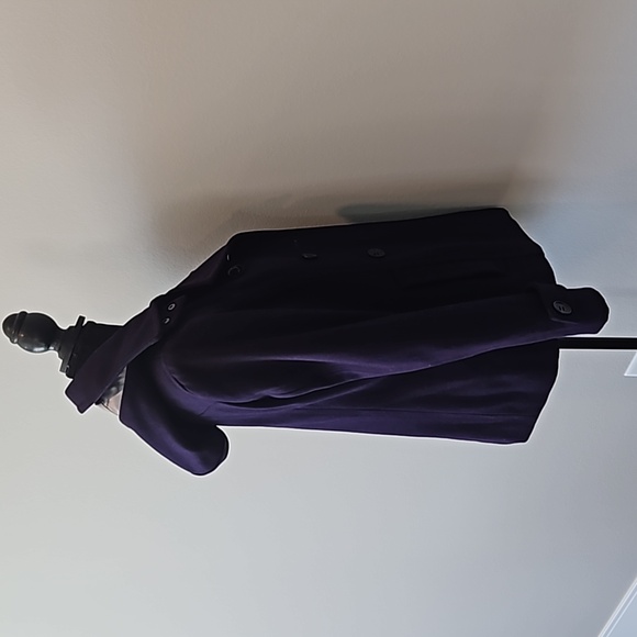 Calvin Klein | Purple Hooded Wool Peacoat Jacket | Womens Size 2 - Picture 6 of 9